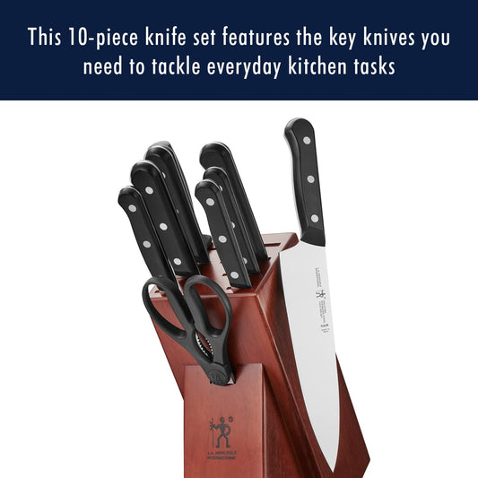 Solution 10-Pc Knife Set, Razor-Sharp, German Engineered, Brown | Informed by 100+ Years of Mastery. Dishwasher Safe, Durable Blade, Single Piece Precision Stamped Blade Construction.