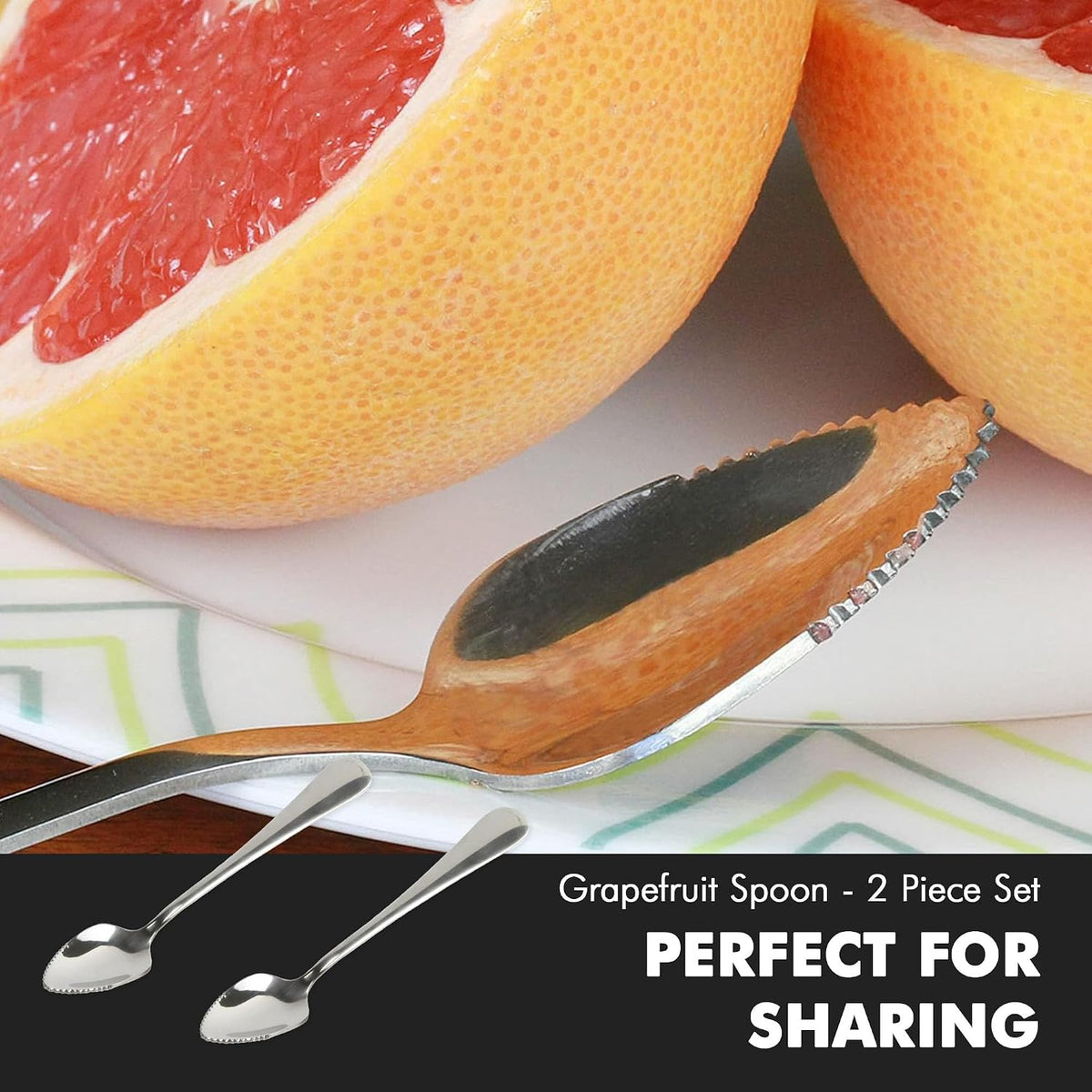Select Serrated Grapefruit Spoon, 6.5 Inches 2 Piece Set of Grapefruit Spoons with Serrated Edge, Stainless Steel, Dishwasher-Safe