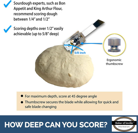 Bread Lame - Patented 2-in-1 Stainless Scoring Tool | Featured in America's Test Kitchen, Bon Appetit & Food & Wine. 6 blades + case included.