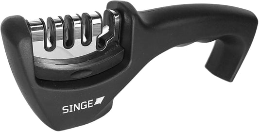 4-in-1 Knife and Scissor Manual Sharpening Accessories Tool : 4-Stage Handheld Sharpener with Ceramic and Steel Steps to Repair, Sharpen, Polish Premium Kitchen Knives, Blades, Scissors