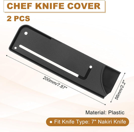 2Pcs PP Universal Knife Cover, Knife Protector Sleeve for 7" Nakiri Knife Guard Cover for Kitchen, Dining Room, Black