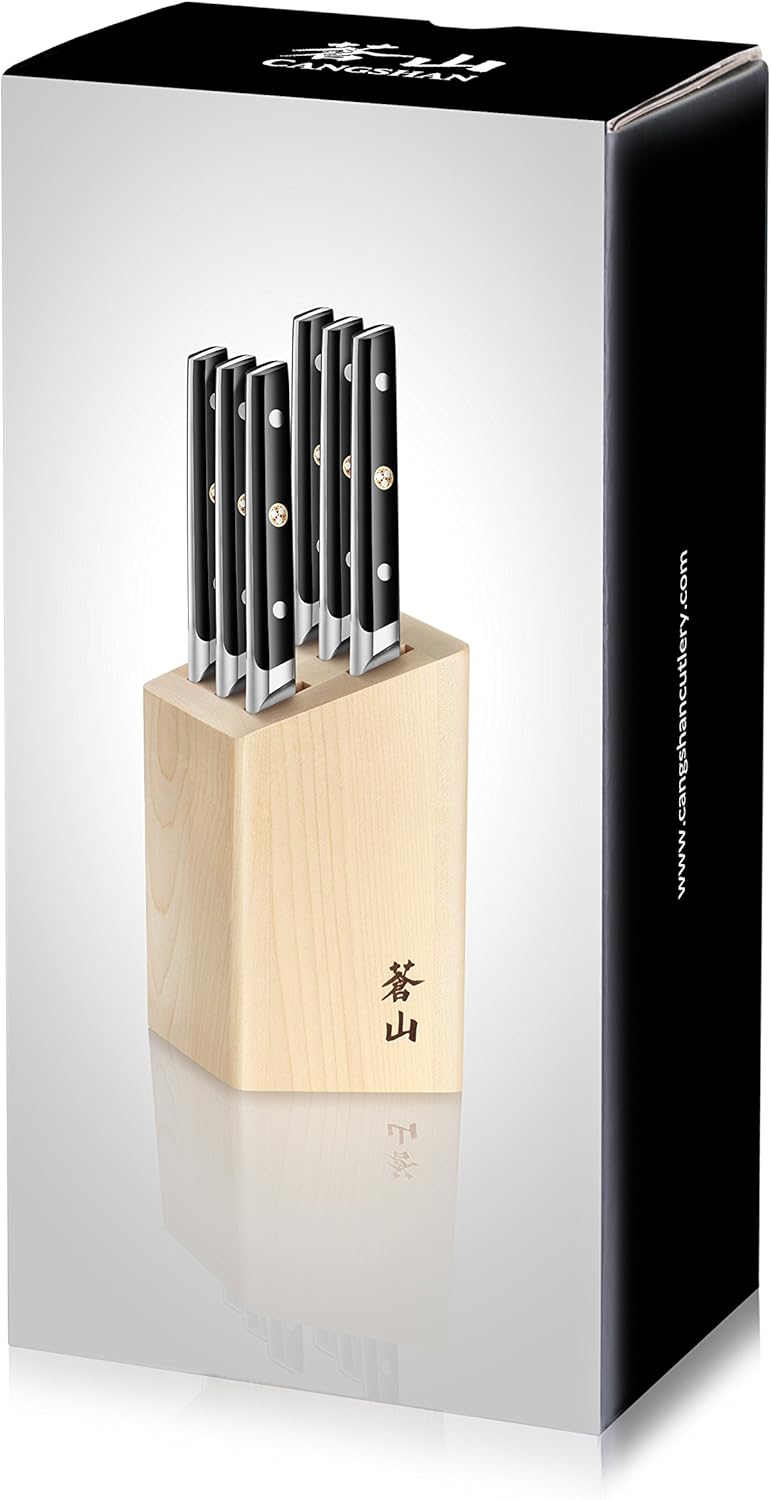 Cangshan TS Series 1022261 Swedish 14C28N Steel Forged 6-Piece Steak Knife Block Set, Walnut