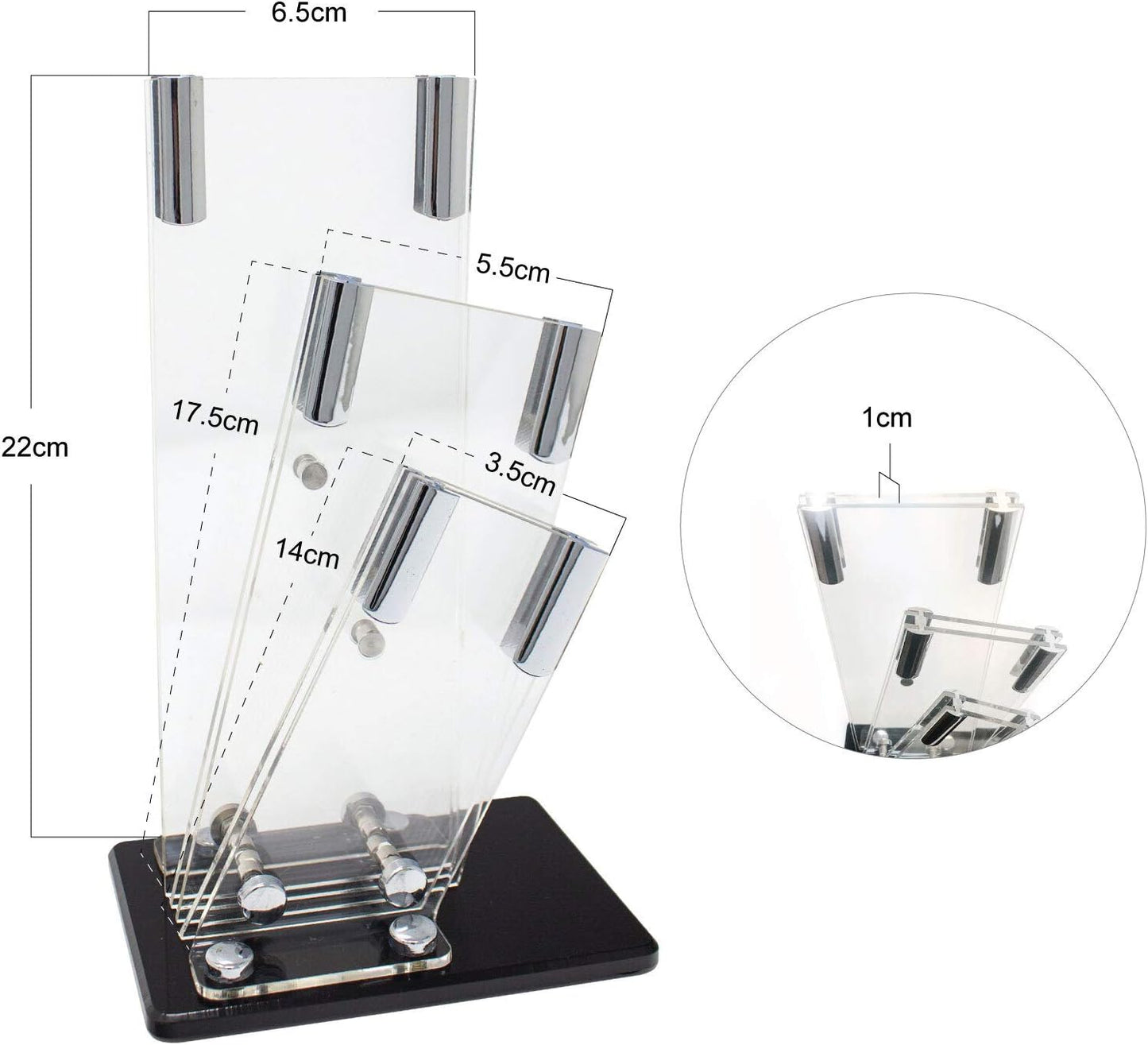 Perspex Universal Knife Block Without Knives for Signature 3-Piece Knife Set - Stylish & Protective - Kitchen Space Saver