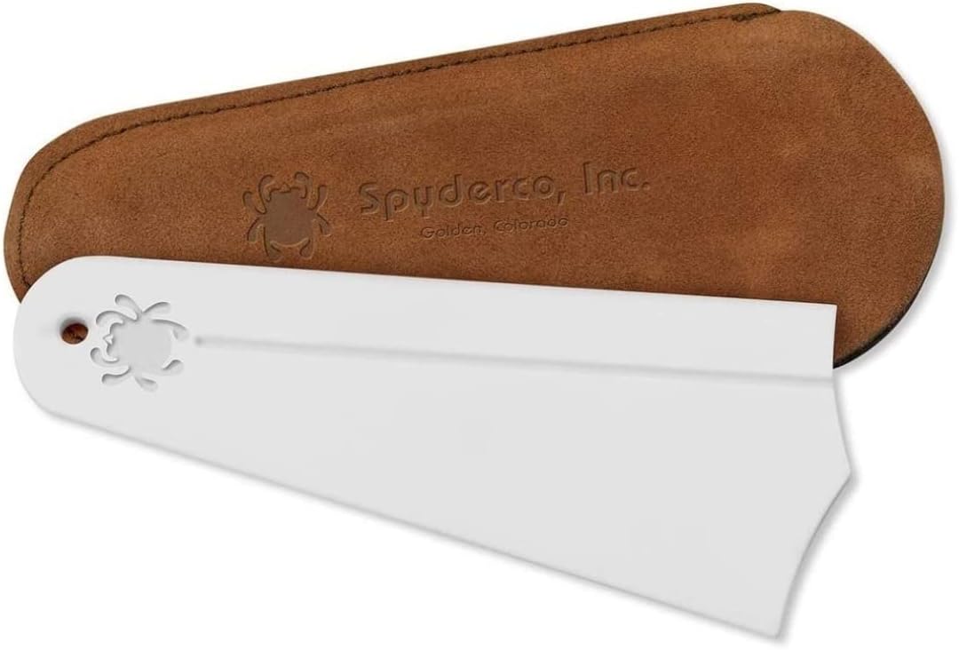 Golden Stone Sharpener, Fine Grit | Alumina Ceramic, Duckfoot Shape, Versatile Sharpening Device, Includes Suede Case, Easy Sharpening for Edges