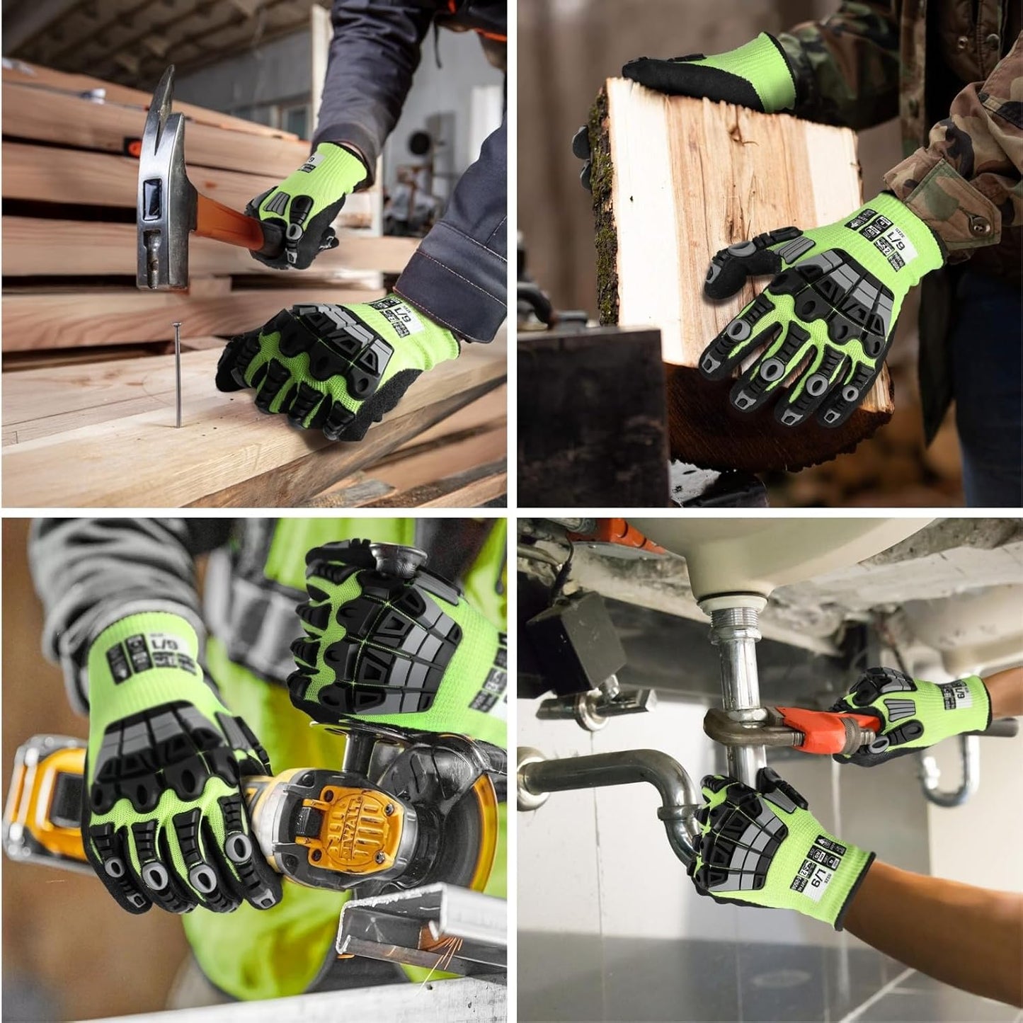 Work Gloves Men Women, A5 Cut Resistant Gloves, Impact Gloves | Heavy Duty Work Glove with Grip, Work Gloves