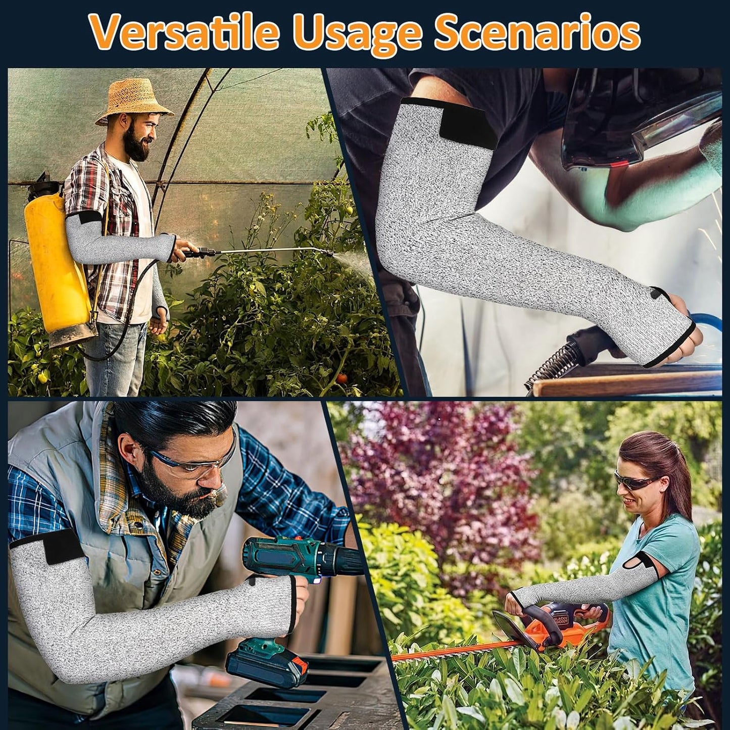 Cut Resistant Sleeves, 1 Pair Protective Sleeves for Arm Protectors for Thin Skin and Bruising with Thumb Hole for Gardening, Welding, Farming, Pet Grooming (Grey)