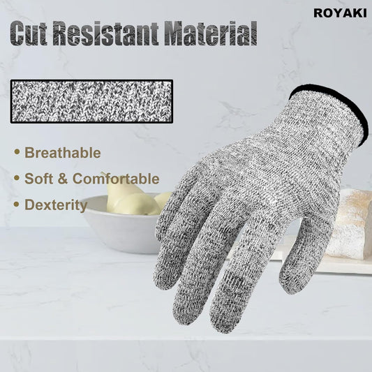 Safety Cut Resistant Gloves, Food Grade Protection Kitchen Glove | Level 5 Cut Proof Gloves for Mandolin Slicing, Meat Cutting, Wood Carving, Size S-M-L-XL, 1 Pair