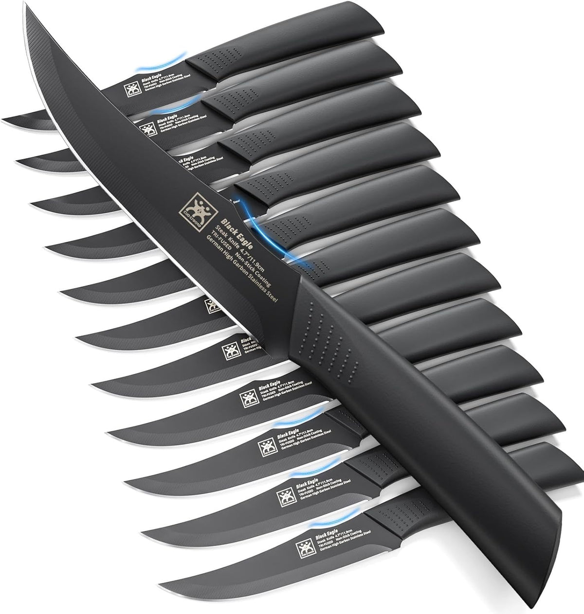 Steak Knives Set of 6, 4.7 Inch Dishwasher Safe Non-Serrated Table Knives, Ultra Sharp for Precise Cutting, Non-Stick Blade & Rust Proof, Easy to Maintain Ideal for Home Restaurant Party