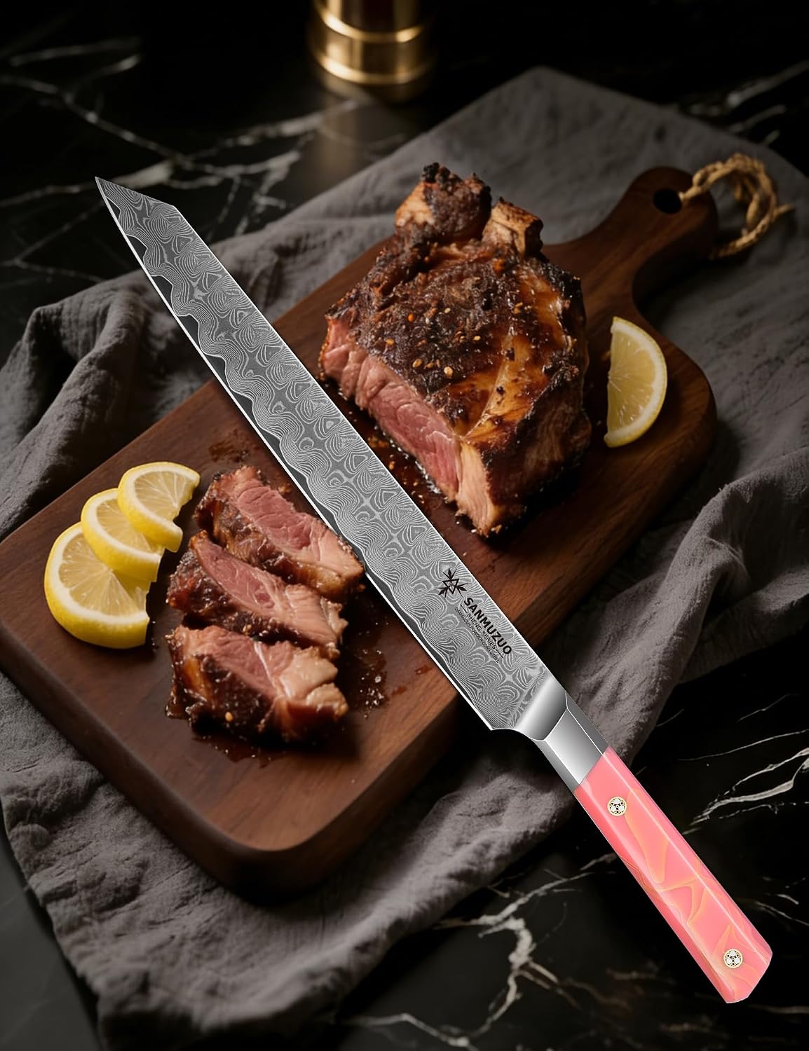 Kitchen Nakiri Knife 7 Inch, Professional Kitchen Chef Knife, Ultra Sharp Damascus Powder Steel with Full-tang Resin Handle, SHENG Series