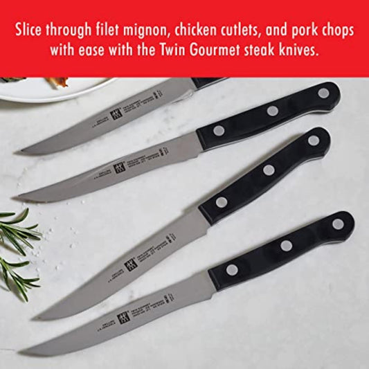 Twin Gourmet Steak Knives Set of 4, Friodur Ice Hardened Blades