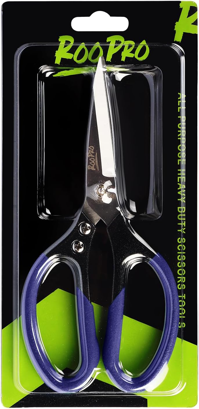 Utility Scissors All Purpose Heavy Duty 8.5 inch Sharp Blades | Stainless Steel,Aluminum Alloy Handle for Cutting Cardboard,Carpet,Fabric,Leather,Rope,Rubber,Plastic and Kitchen or Work Use