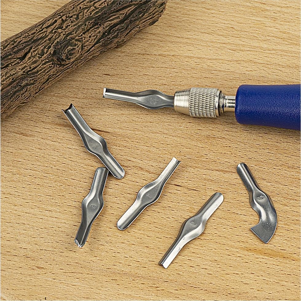 Linocut Carving Kit Tools Linoleum Cutter Assortment for Block Printing for DIY Sculpture Carpenter Experts & Beginners 6 Blades Universal Size Red