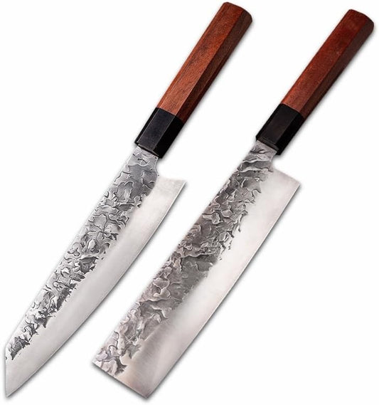 Meat Cleaver,Cleaver Knife, 8 Inch Kiritsuke Knife Octagon Handle Japanese Gyuto Knives Kitchen Chef Pro Sharp Blade Salmon Tool (Color : Nakiri knife)