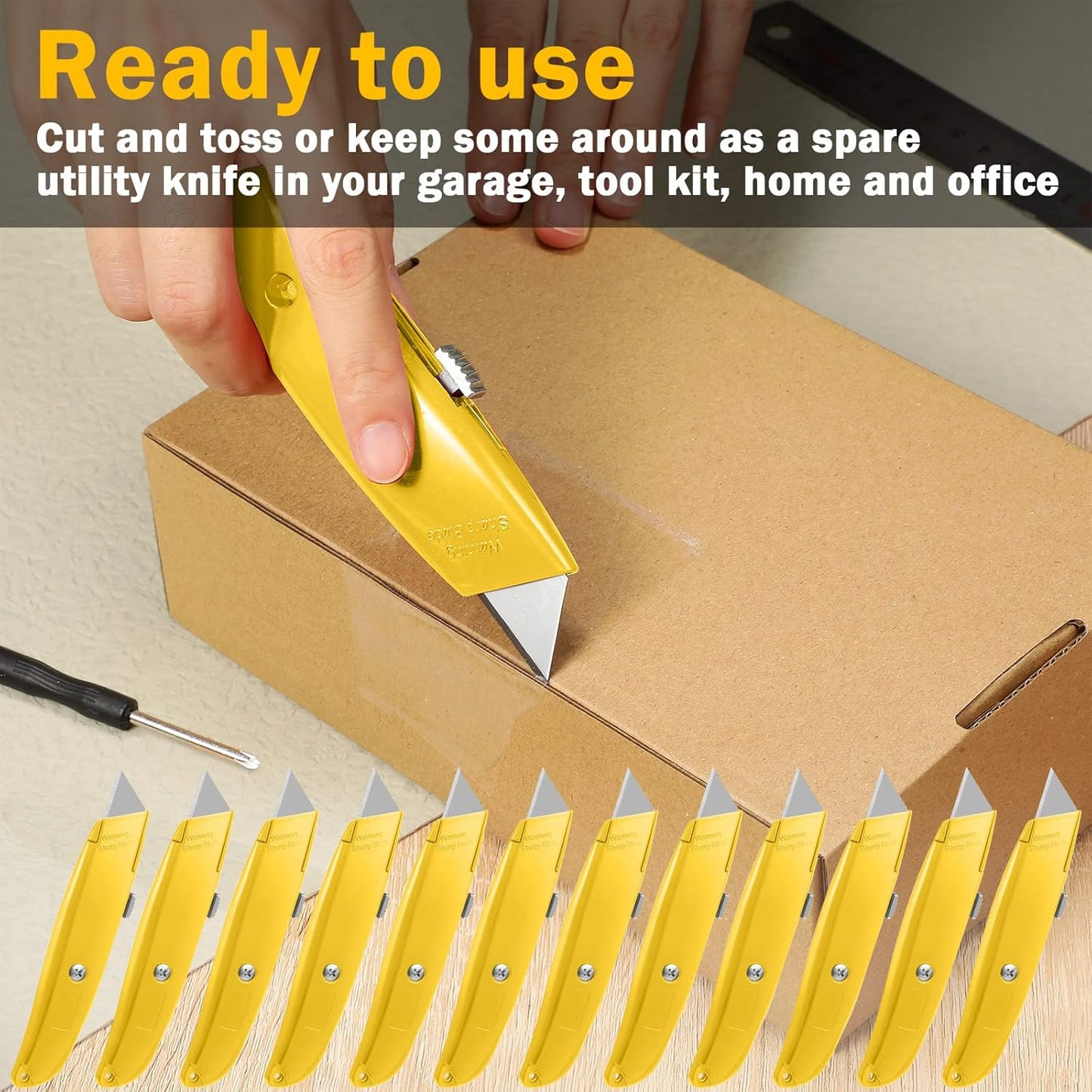20 Pcs Box Cutter Bulk Retractable Utility Knife Heavy Duty Aluminum Alloy Razor Knife for Cardboard Box Carton Opener for DIY, Factory, Home Office(Red, Yellow, Blue, Green)