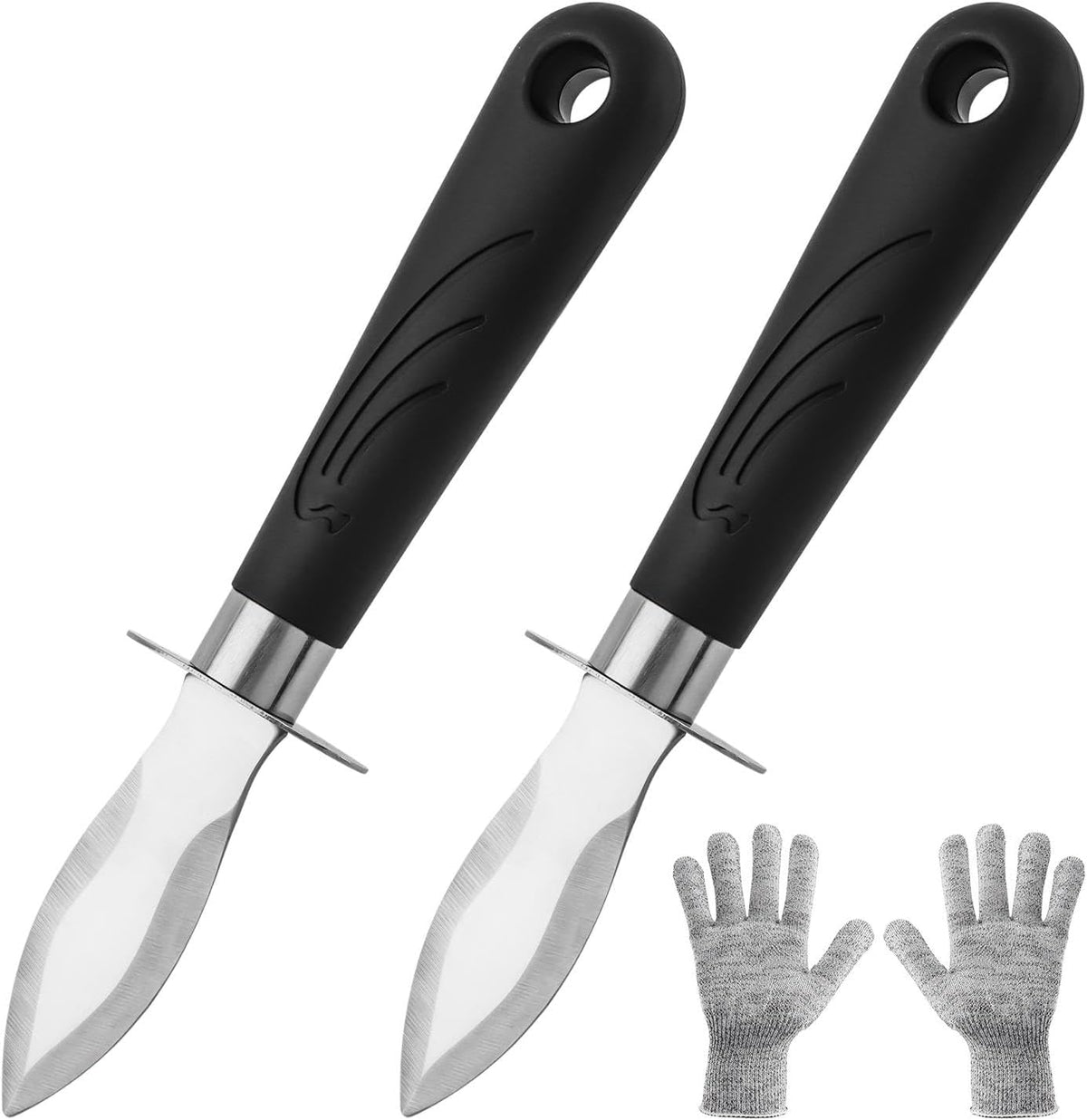 Oyster Shucker Set, 2-Piece Professional Oysters Shucking Knives and Cut Resistant Gloves for Oysters, Clams & Shellfish Opener Kit for Home Kitchen, Oyster Bar & Seafood Party