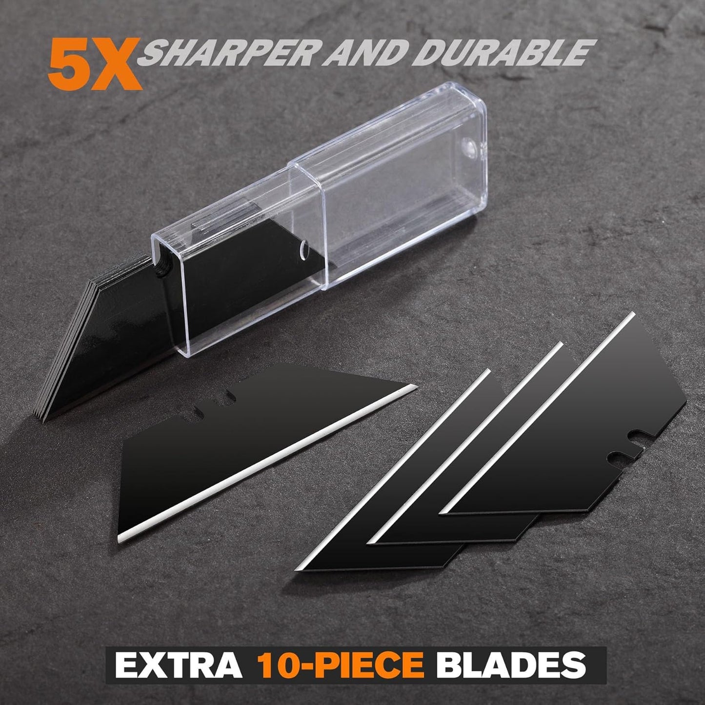 Box Cutter 2-Pack, Utility Knife with Blade Storage, 18 Blades | Folding Utility Knife with Push Button, Retractable Box Cutter with Auto-Lock, SK5 Anti-Rust Blades, Quick Change for Packing