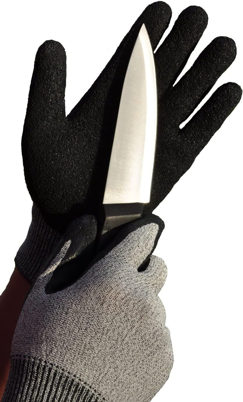 G & F 22600 XL Cut Resistant With Anti-Slip Silicone Blocks, Protective Gloves Scrapes, in Kitchen, Wood Carving Carpentry Food Grade 1 Pair, X-Large,Grey