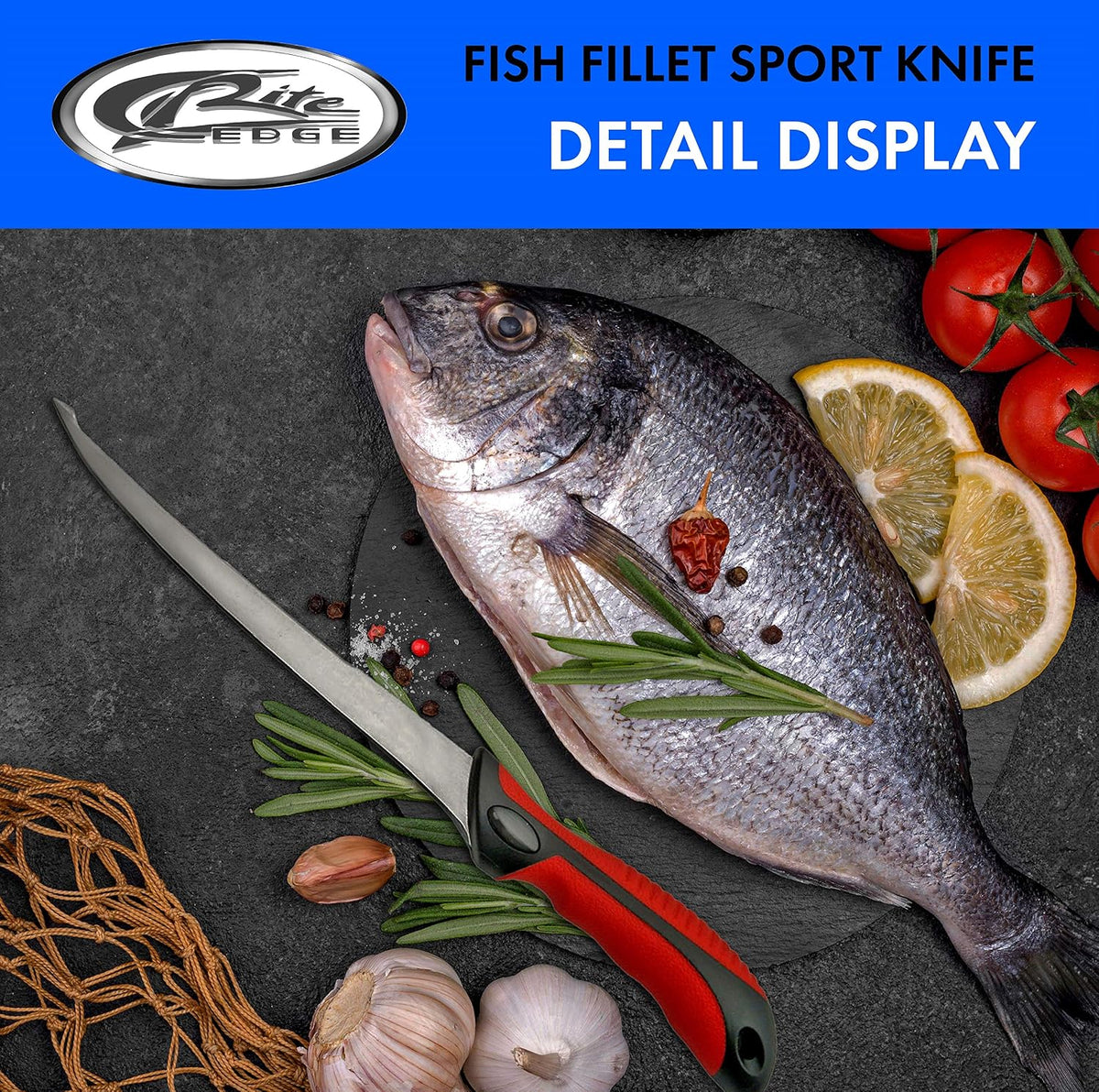 SZCO Fillet Knife 12.5 Inches - Red Fishing knife with ABS Handle, Stainless Steel Gauge Filet Blade & Sheath - Chef Knife for Cooking, Meat & Poultry Cutting - Perfect for Slicing Fish
