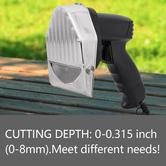Electric Gyro Cutter & Shawarma Meat Slicer Machine With 2 pcs Stainless Steel Blades, 0-8mm Adjustable Thickness Φ4/100mm Blade,Commercial Turkish Kebab Knife Slicer Cutting Tool