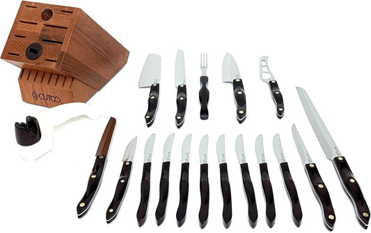 19 Pc Kitchen Knife Set Cherry Wood Stand