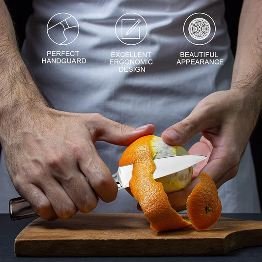 Paring Knife - Paring Knives, 3.5 Inch Small Kitchen Knifes - Japanese High Carbon Stainless Steel Fruit Knife, Ergonomic Pakkawood Handle, Ultra Sharp Blade, Unique Gifts for Men and Women