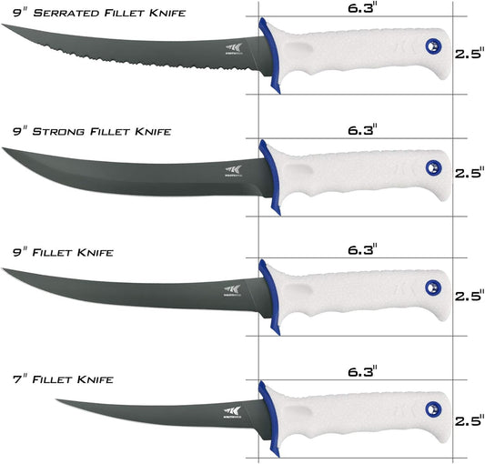 Spartacus Fillet Knife, Razor Sharp 8Cr14 Stainless-Steel Blade, Boning and Food Prep Knives, Durable/Comfortable Handles, Protective Sheath, Perfect for Fresh or Saltwater