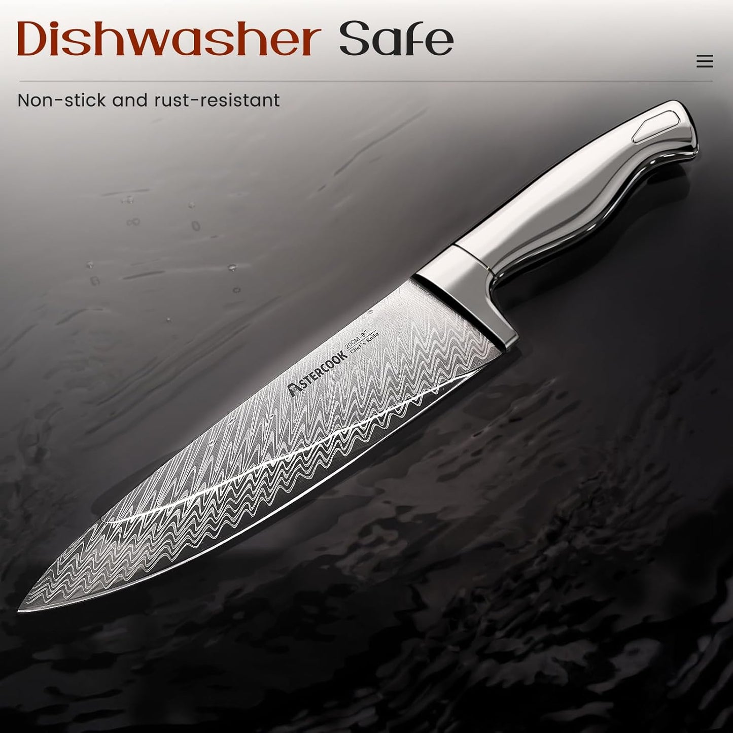 Knife Set, 15-Piece Kitchen Knife Sets with Built-in Sharpener Block, German High Carbon Stainless Steel Knives, Dishwasher Safe, Ergonomic Full-Tang Handle, Perfect Holiday Gifts