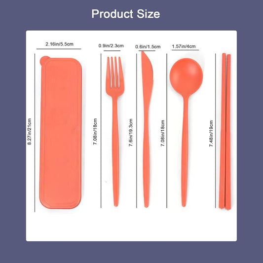 6 Pack Wheat Straw Cutlery, Portable Travel Utensils Spoon Fork Knife, Reusable Flatware Set with Case for Travel Office Lunch Camping Daily Use(6 Colors)