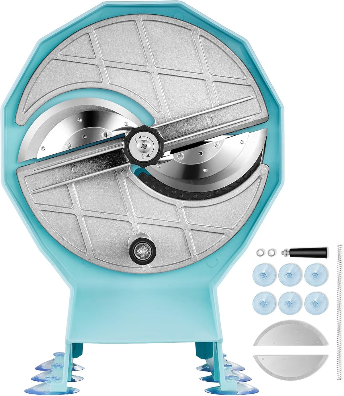 Manual Vegetable Fruit Slicer, 0-0.5"/0-12mm Thickness Adjustable Commercial Slicer Machine, Stainless Steel Food Cutter Slicing Machine with 2 Spare Blades, for Potato, Cucumber, Lemon, Tomato