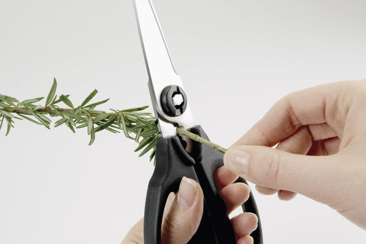 Good Grips Multi-Purpose Kitchen and Herbs Scissors | Stainless design slices through cardboard, twine, meat, vegetables and more