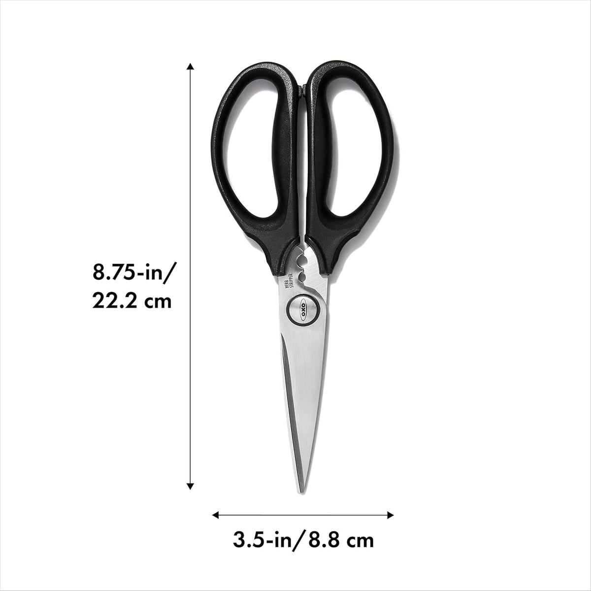 Good Grips Multi-Purpose Kitchen and Herbs Scissors | Stainless design slices through cardboard, twine, meat, vegetables and more