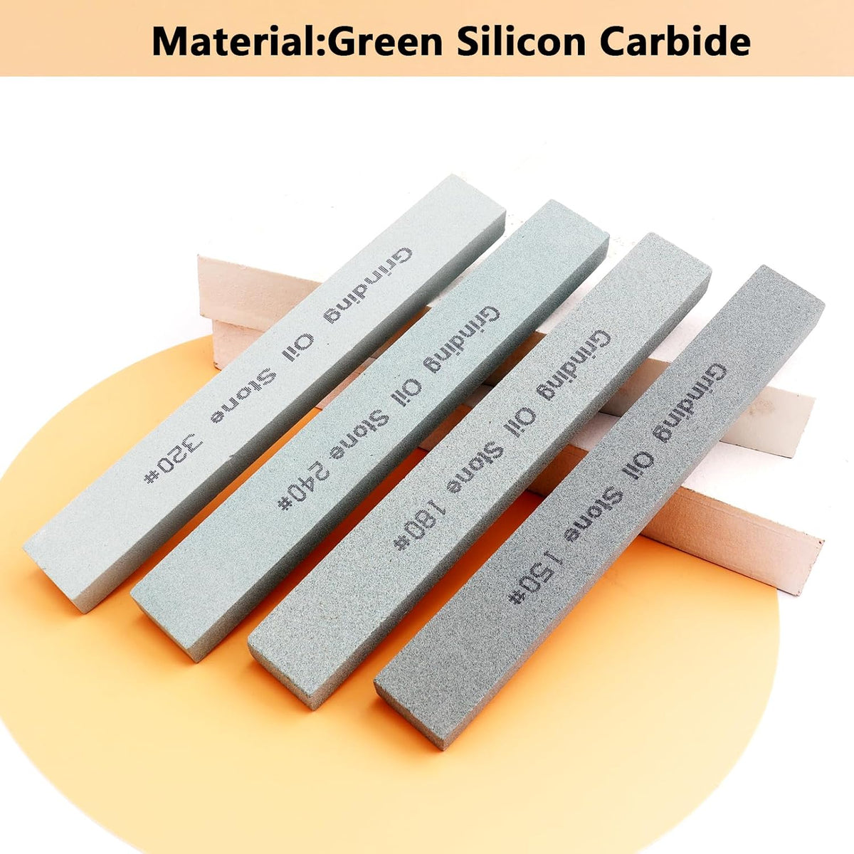 4Pcs Square Sharpening Stone Set -Grits 150#, 180#, 240#, 320# Green Silicon Carbide Honing Whetstone Kit for Moldels, Metal & Knife Cutting Tools (150 * 20 * 10mm)