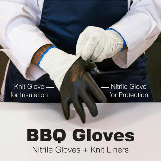 BBQ Gloves, Heat Resistant Gloves, Large, Includes 6 Cotton Liners | 475°F Heat Ceiling, Grilling Gloves with Cotton Liners, Nitrile Grip, Heat Gloves for Cooking