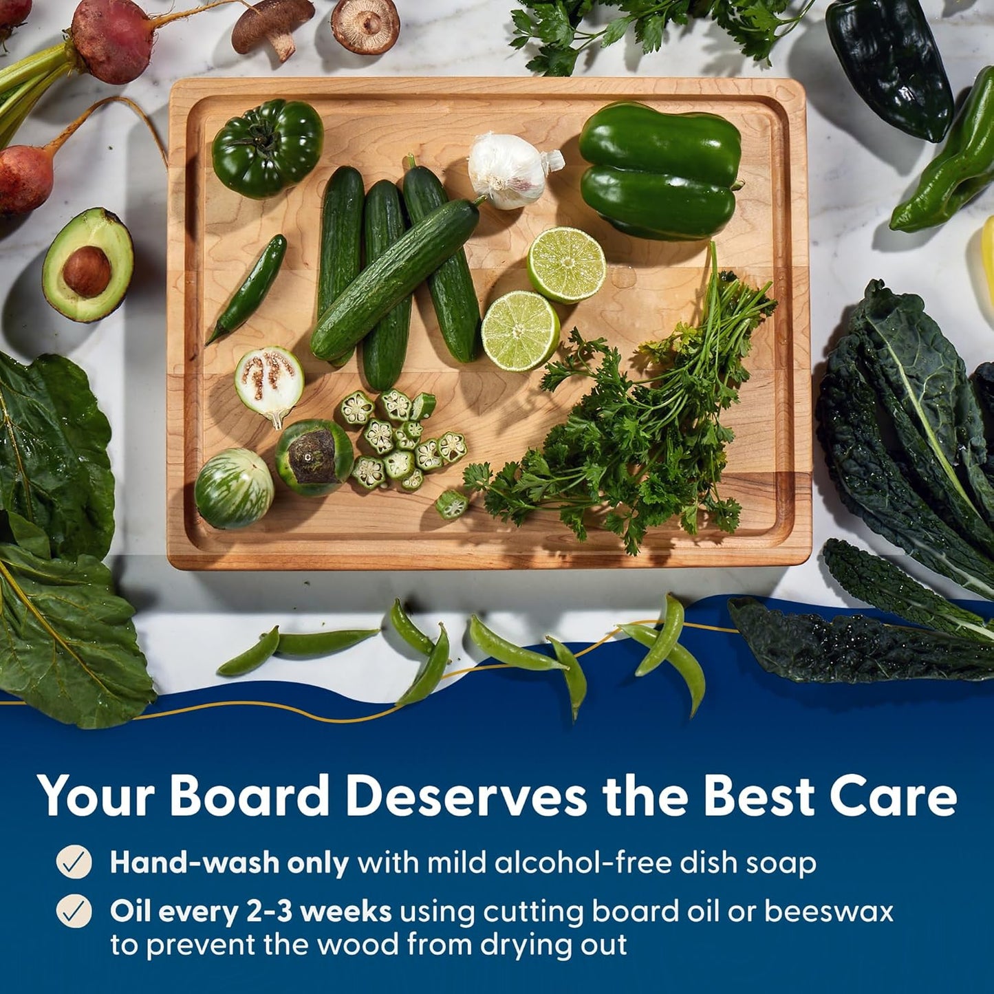 Winsome Acacia Wood Cutting Board | Acacia Edge Grain Cutting Board for Kitchen with Juice Groove & Sorting Compartment | Perfect for Charcuterie | Gift Box Included | 16x12x1.5 in