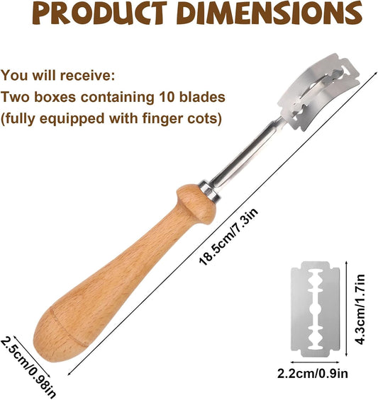 2pcs Bread Lame Sourdough Scoring Tool with 8 Razor Blades, Sourdough Dough Scoring Knife Stainless Steel Bakery Blade for Baguette Artisan Bread Baking Supplies