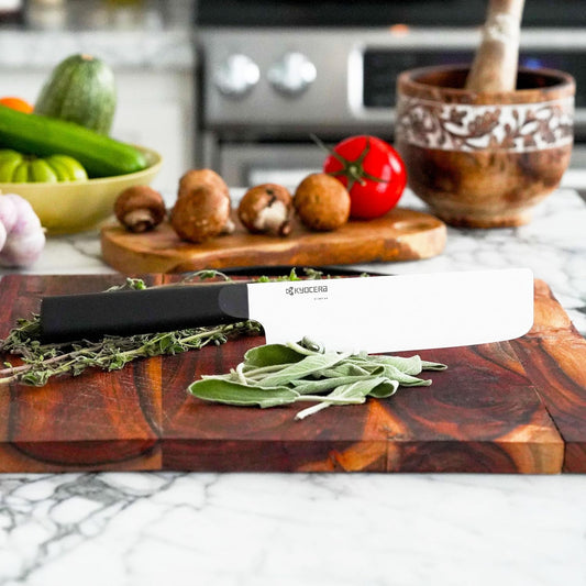 INNOVATIONwhite 6" Ceramic Nakiri Knife - White Z212 Blade with Non-Slip Black Handle