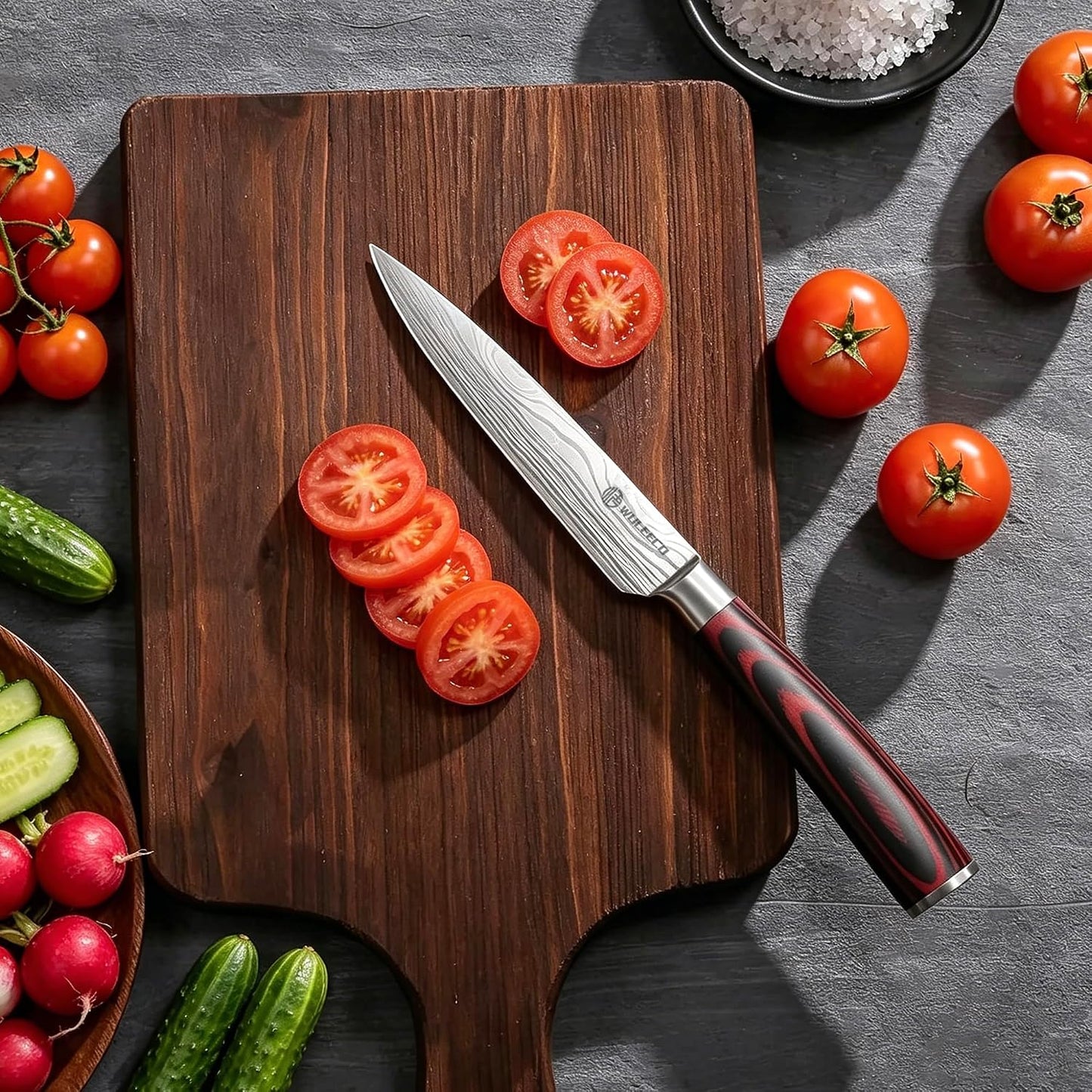 Nakiri Knife 7", High Carbon Stainless Steel Chef Knife, Ultra Sharp Cleaver Knife, Multipurpose Meat Vegetable Sharp Kitchen Knife with Ergonomic Pakkawood Handle, Gift Box Included