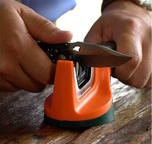 AccuSharp Pull-Through Knife Sharpener, Handheld, Blade Sharpener, Repair, Restore, and Polish Blades, Portable Multi-Tool Sharpener, Orange/Green