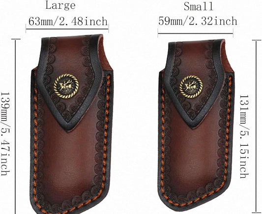 Shop Knife Sheaths, 5.1" Pocket Knife Sheath for Belt, Leather Knife Sheath for Belt, Pocket Knife Holder, Leather Sheath Folding Knife (Large)