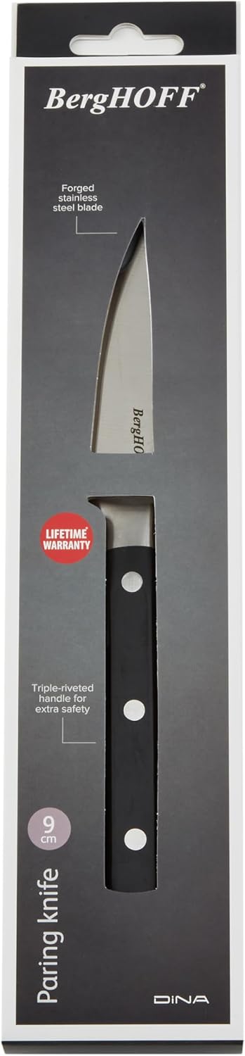 DiNA Gene Stainless Steel Paring Knife, 3.5in, Sharp Garnish Tool | Full Tang Triple Riveted Ergonomic Handle, Vegetable Peeling & Fruit Slicing Knife, Lightweight Kitchen Utility, 1 Piece
