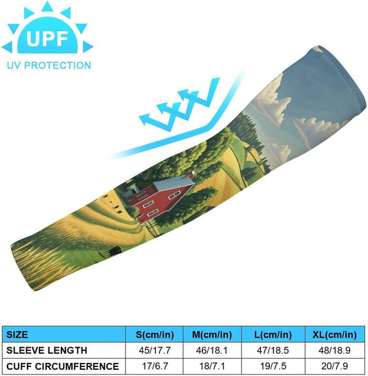 Country Farm Cooling Arm Sleeves Ice Silk Breathable UV Sun Protection, Sports Arm Sleeves