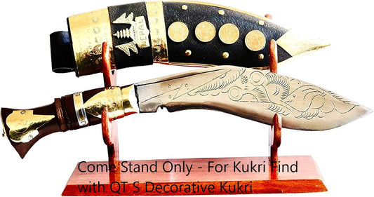 Kukri Knife Display Wooden Stand 10 IN Long Two Tier Solid Wooden Stand, Kukri Fit Around 12-15 Inch, Real Nepaloden Sword Kukri Knife Display Wooden Stand Handmade In Nepal
