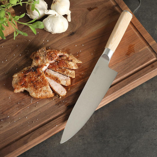 8-Inch Chef Knife – High-Carbon 1.4116 German Steel Kitchen Knife with Light Pakka Wood Handle, Full-Tang Razor Sharp Chef’s Blade for Chopping, Slicing, Dicing & Everyday Prep