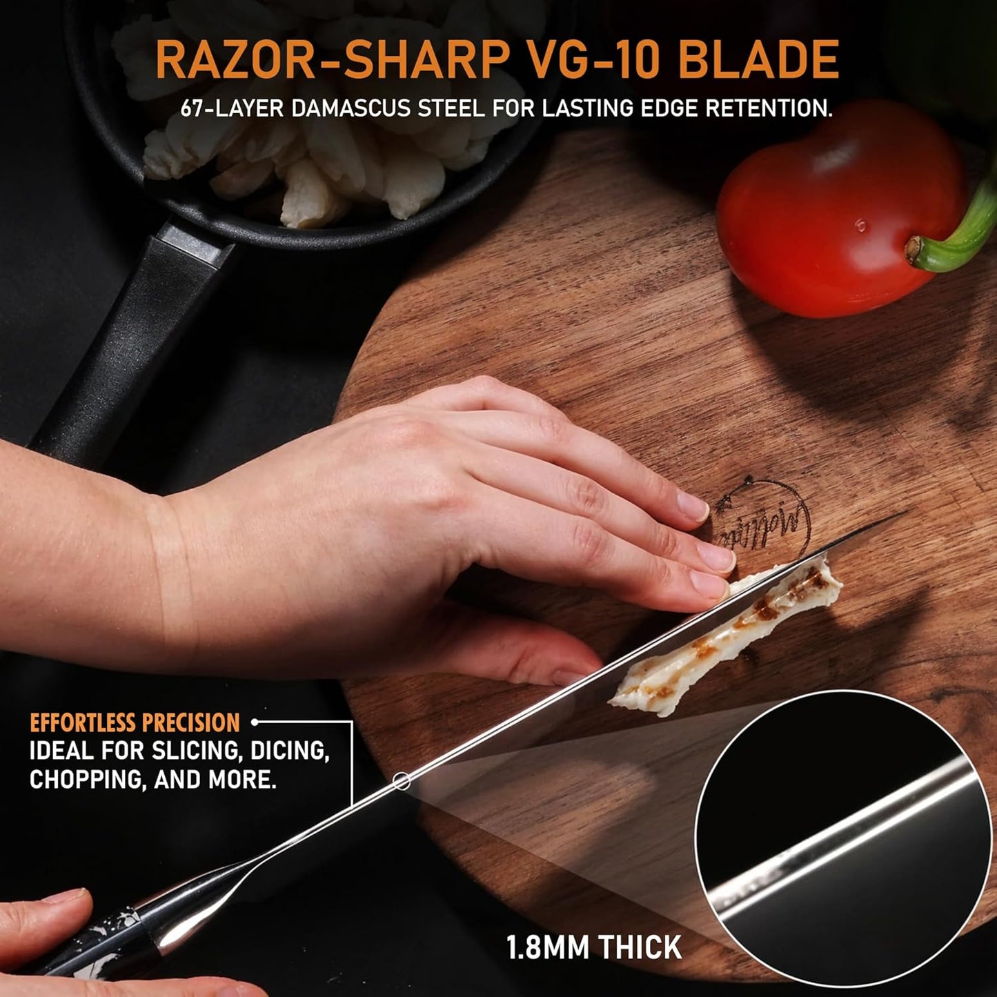 6.5” Nakiri Knife – VG10 Damascus Steel Vegetable Knife, Razor Sharp Japanese Style Kitchen Knife with Ergonomic G10 Handle, Sheath & Luxury Gift Box Included