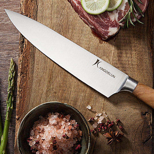 Ultra Sharp 4-Piece Chef Knife Set, 50Cr15MoV High-Carbon Stainless Steel, Torrefied Natural Ash Wood Handles, Magnetic Gift Box