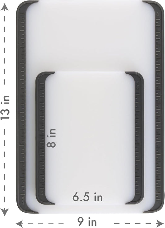 Non-Slip Cutting Boards with Non-Slip Measuring Guides, 2-Pack. Set includes Boards that measure 13"x 9" and 8"x 6.5"