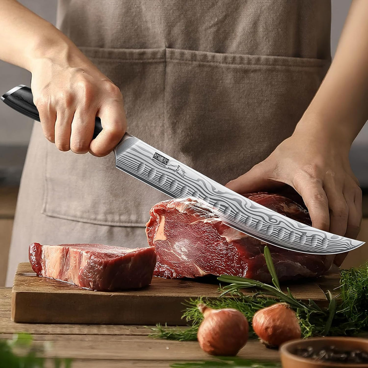 12 Inch Slicing Kinfe, Razor Sharp Brisket Knife, Pakkawood Handle