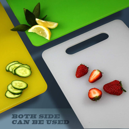 Plastic Utility Cutting Board with Handles, Food Safe PP Material, BPA Free, Dishwasher Safe, Thick Chopping Board, Large Size, Easy Grip Handle, for Kitchen (Yellow),14.2 x 9"