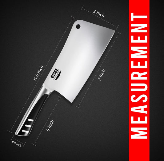 7 inch Cleaver Knife Stainless Steel Chef Butcher Knives for Meat, Vegetable Multipurpose Kitchen Chef Knife Chopping Bone