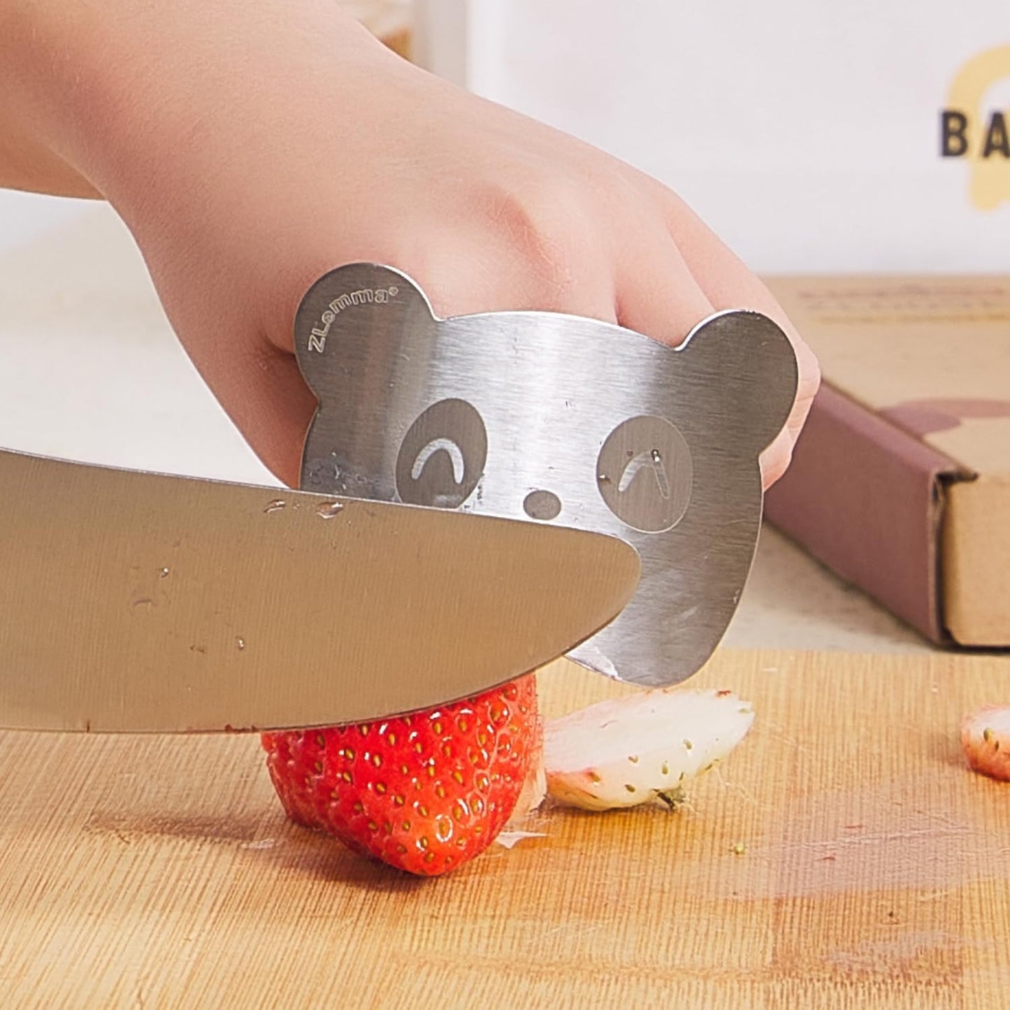 Panda Finger Guards Set with Gifts Box, 2 PCS Stainless Steel Cutting Protector for Children & Beginner
